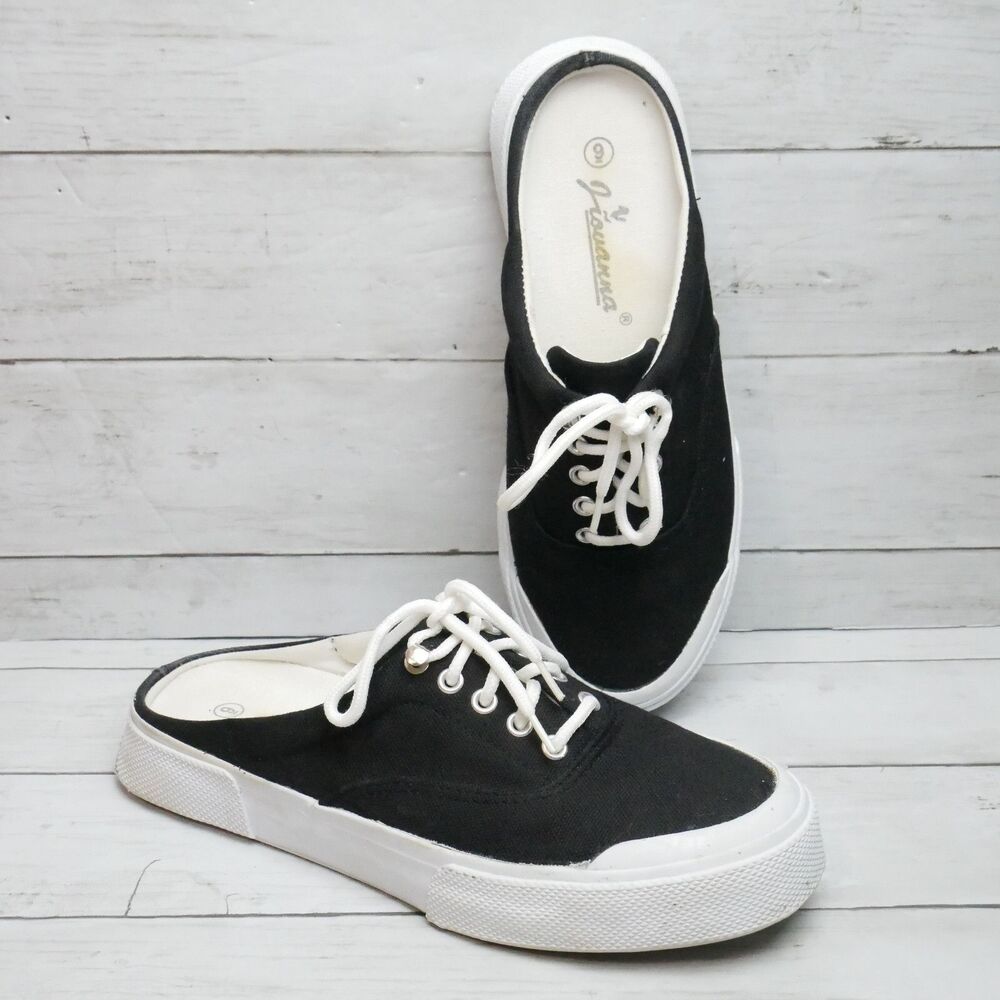 Giovanna  Womens Size 9 Lace Mule Slip On Sneaker Black